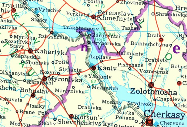 Image from entry Rosava River map in the Internet Encyclopedia of Ukraine